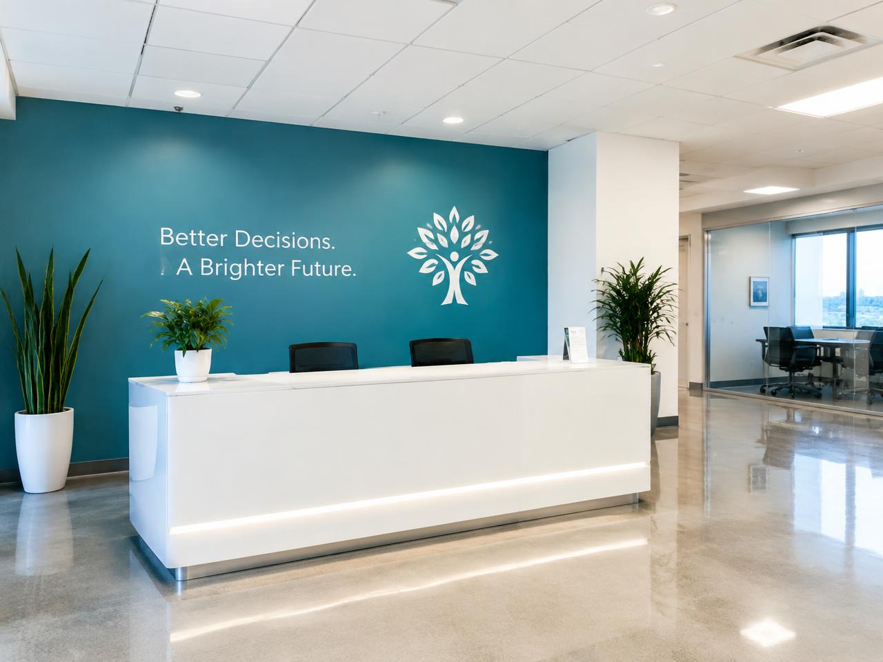 Clean office reception area